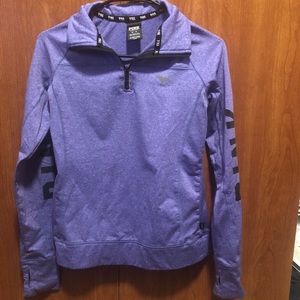 PINK brand 1/4 zip with thumb holes. purple